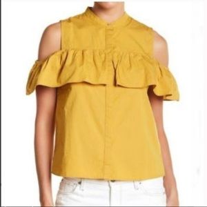 Lucky Brand Cold Shoulder Ruffle Blouse/Top M